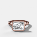 Cathedral Bezel Set Solitaire Engagement Ring With Elongated Radiant Diamond (East West)