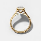 Cathedral Bezel Set Solitaire Engagement Ring With Elongated Radiant Diamond