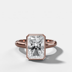 Cathedral Bezel Set Solitaire Engagement Ring With Elongated Radiant Diamond