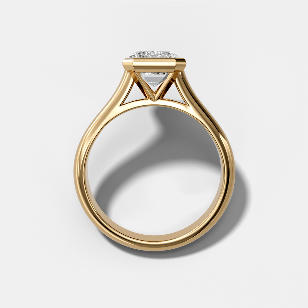 Cathedral Bezel Set Solitaire Engagement Ring With Emerald Diamond