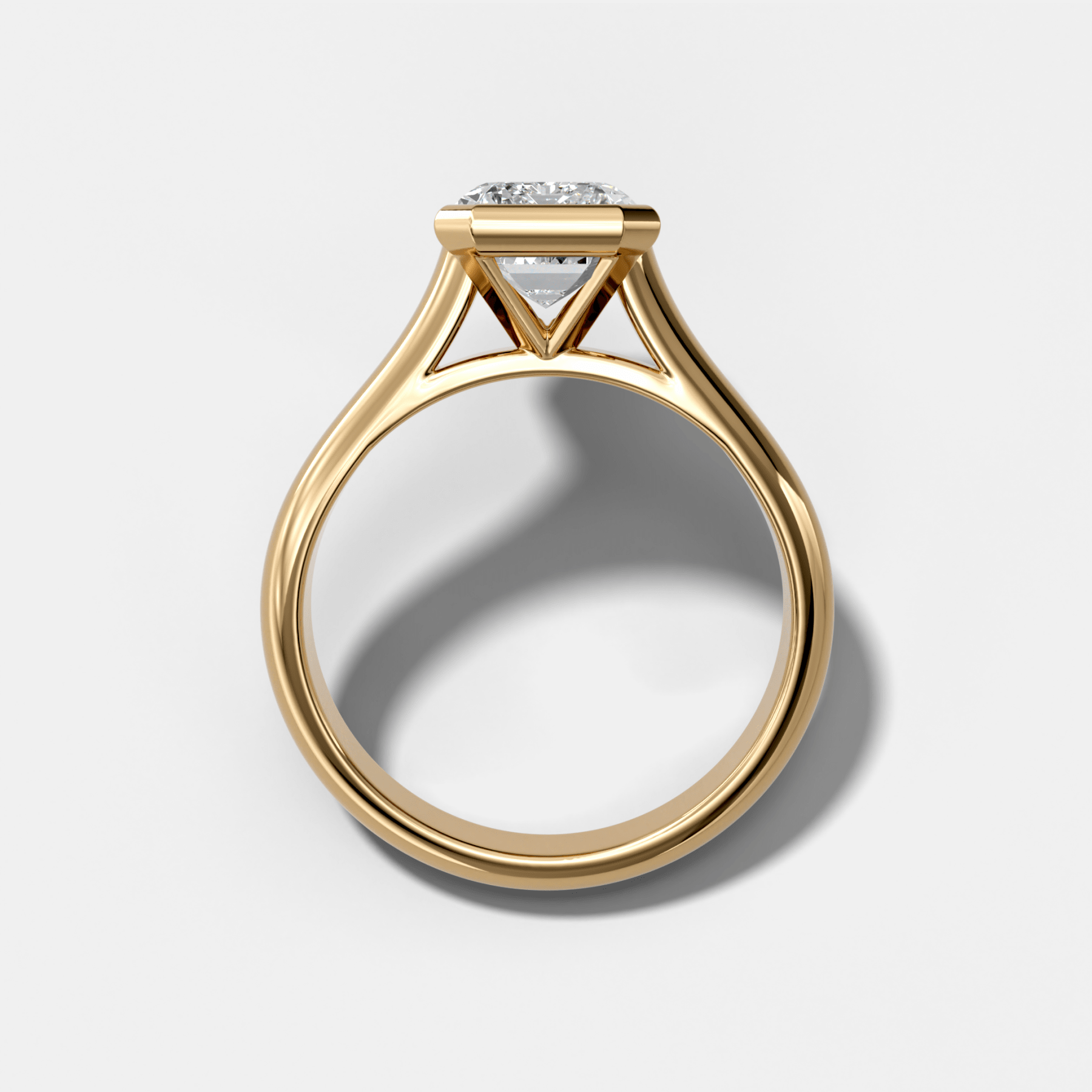 Cathedral Bezel Set Solitaire Engagement Ring With Emerald Diamond