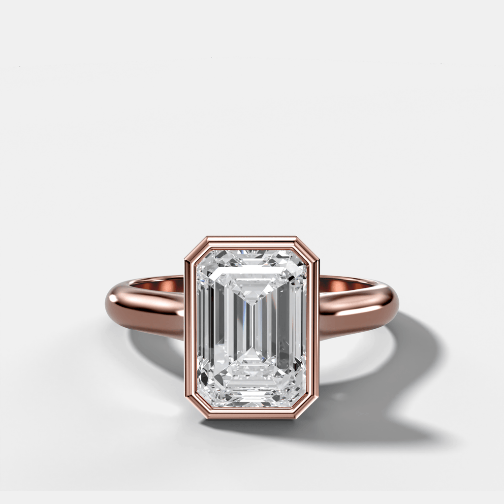 Cathedral Bezel Set Solitaire Engagement Ring With Emerald Diamond