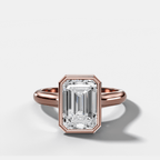 Cathedral Bezel Set Solitaire Engagement Ring With Emerald Diamond