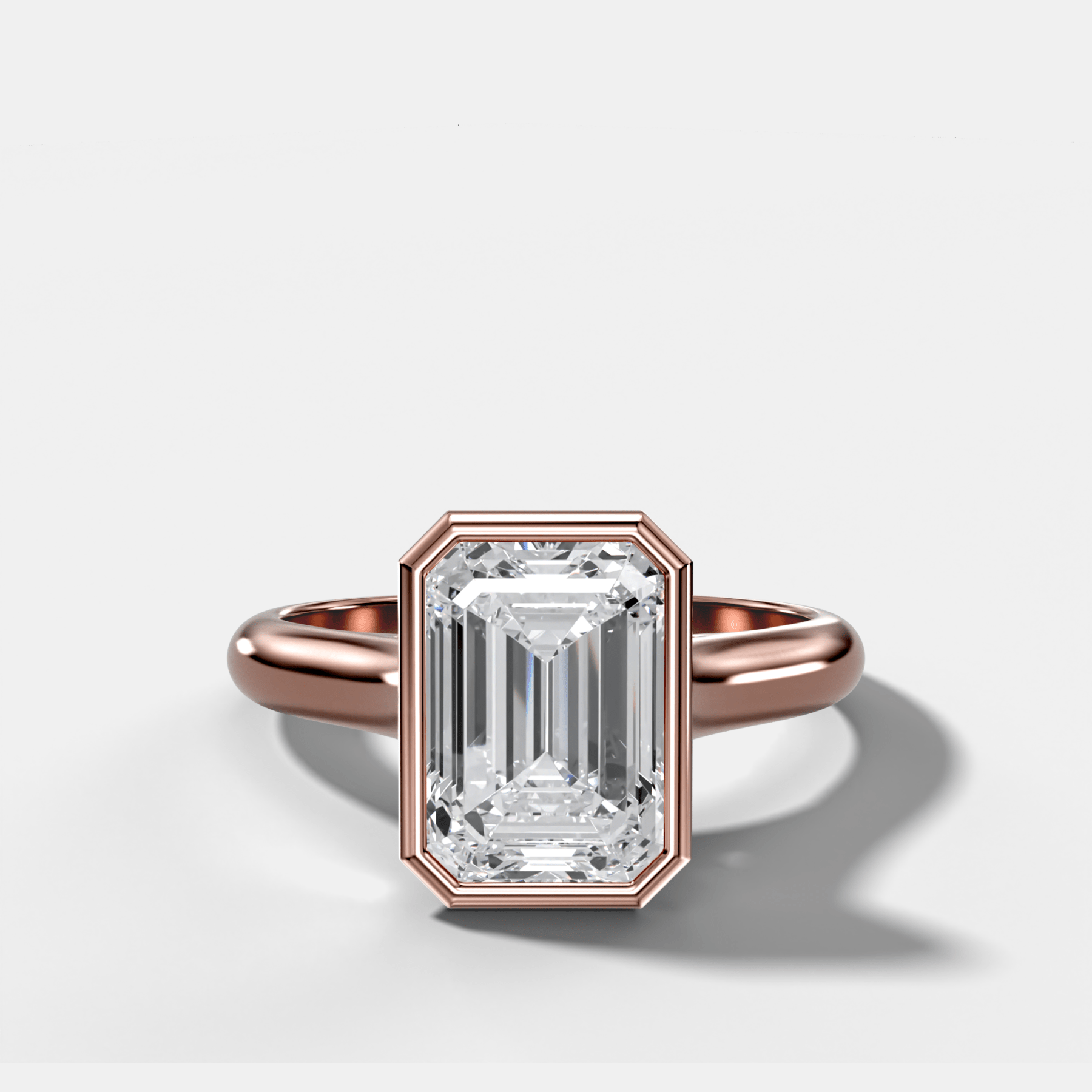 Cathedral Bezel Set Solitaire Engagement Ring With Emerald Diamond