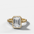 Cathedral Bezel Set Solitaire Engagement Ring With Emerald Diamond