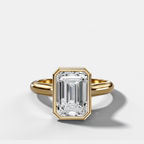 Cathedral Bezel Set Solitaire Engagement Ring With Emerald Diamond