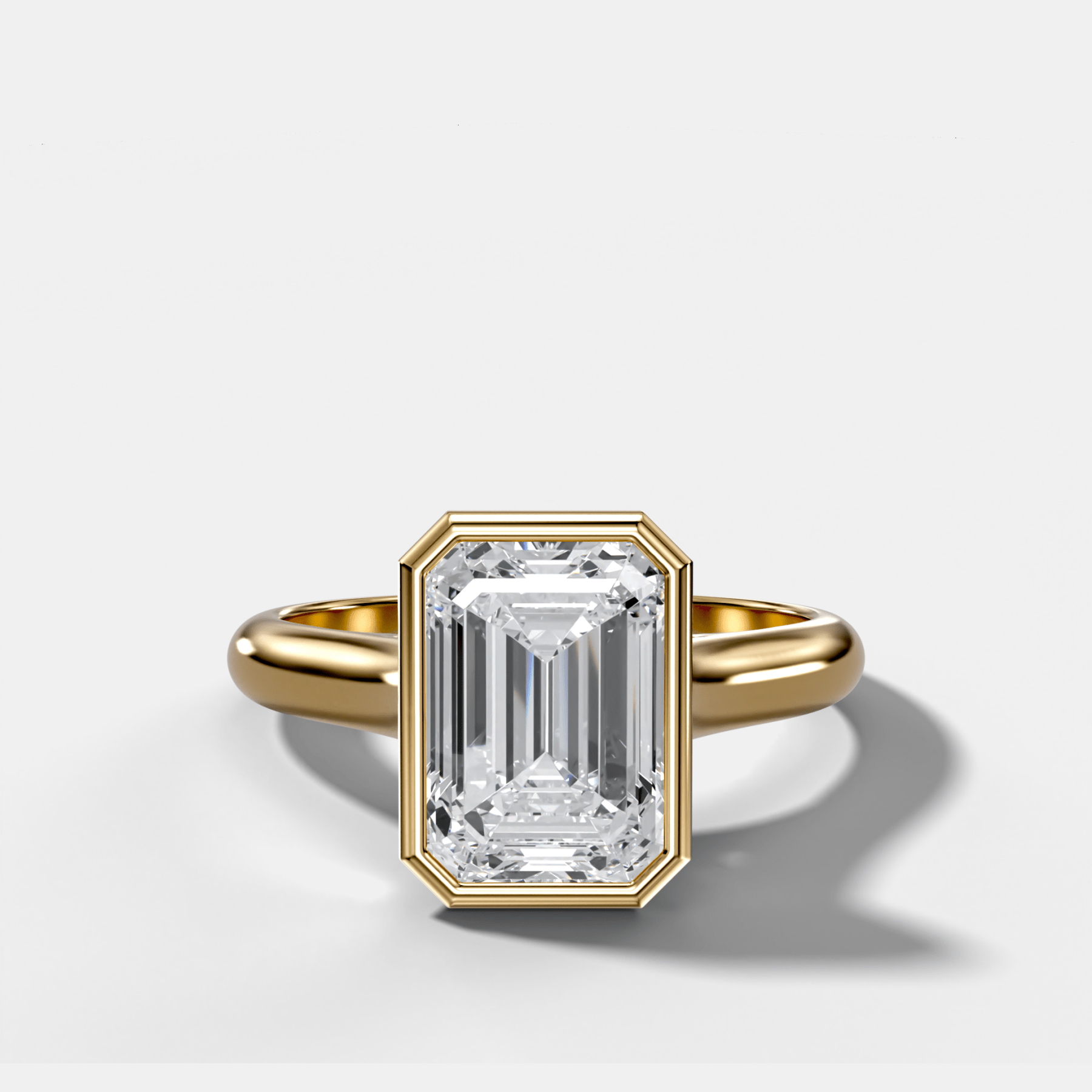 Cathedral Bezel Set Solitaire Engagement Ring With Emerald Diamond