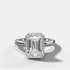 Cathedral Bezel Set Solitaire Engagement Ring With Emerald Diamond