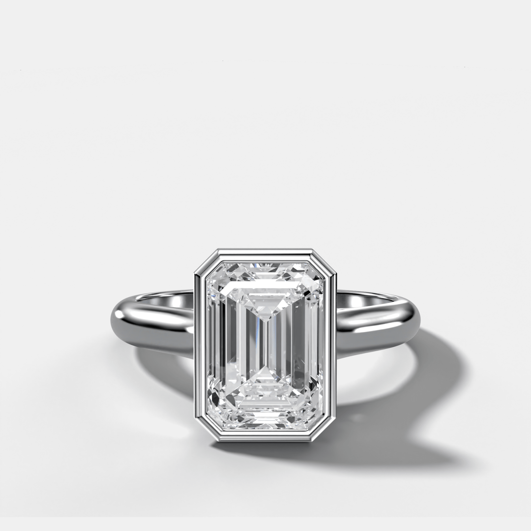 Cathedral Bezel Set Solitaire Engagement Ring With Emerald Diamond