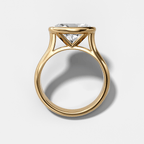 Cathedral Bezel Set Solitaire Engagement Ring With Oval Diamond (East West)