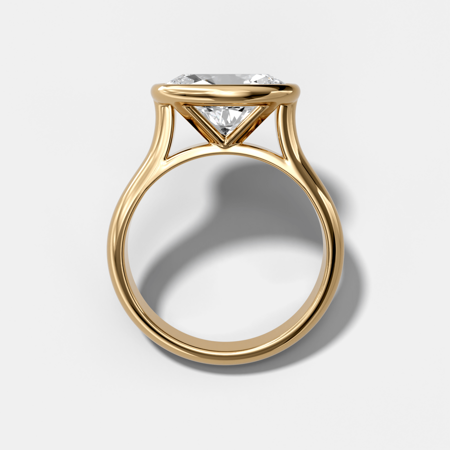 Cathedral Bezel Set Solitaire Engagement Ring With Oval Diamond (East West)