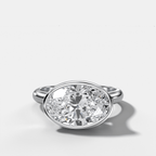Cathedral Bezel Set Solitaire Engagement Ring With Oval Diamond (East West)
