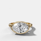 Cathedral Bezel Set Solitaire Engagement Ring With Oval Diamond (East West)