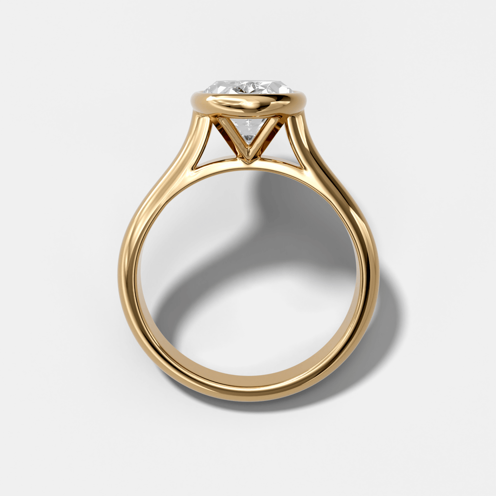 Cathedral Bezel Set Solitaire Engagement Ring With Oval Diamond