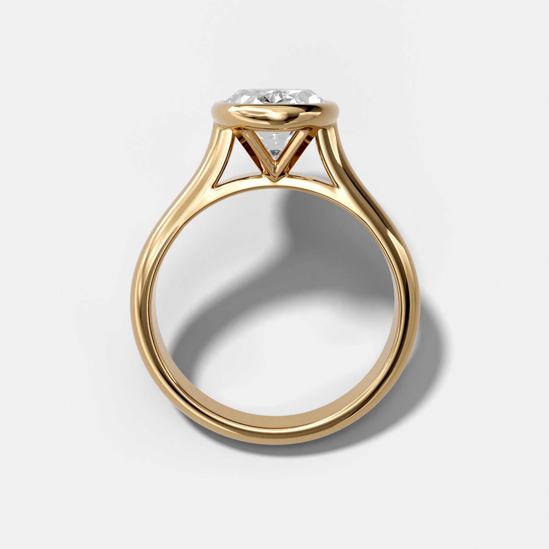 Cathedral Bezel Set Solitaire Engagement Ring With Oval Diamond