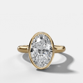 Cathedral Bezel Set Solitaire Engagement Ring With Oval Diamond