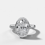 Cathedral Bezel Set Solitaire Engagement Ring With Oval Diamond