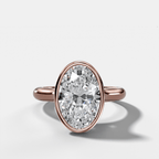 Cathedral Bezel Set Solitaire Engagement Ring With Oval Diamond