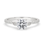 Cathedral Engagement Ring With Pave Band