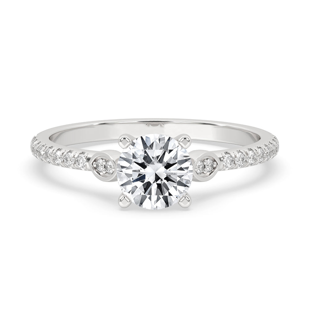 Cathedral Engagement Ring With Pave Band