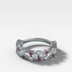 Celestial Round Diamond Wedding Band with Amethyst