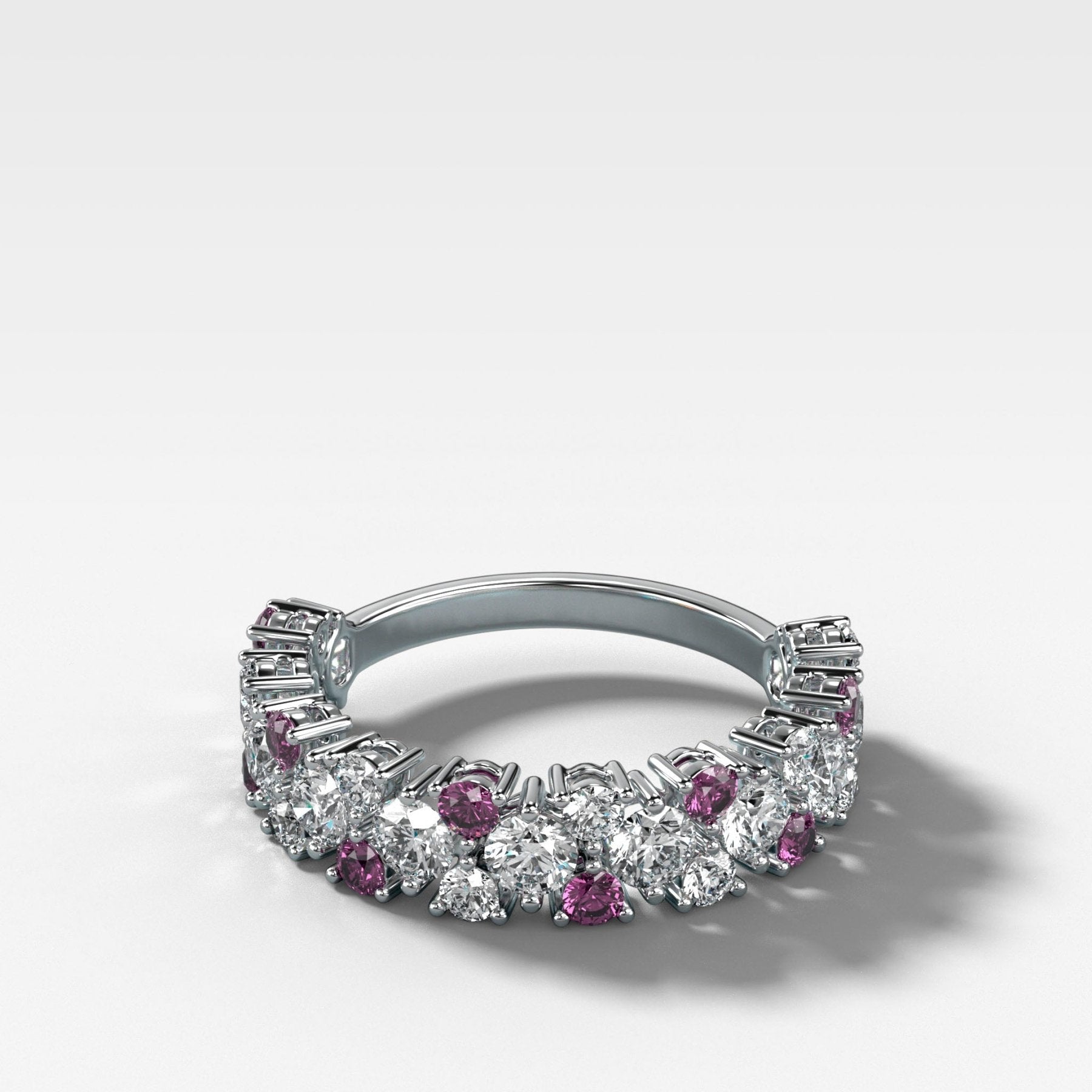 Celestial Round Diamond Wedding Band with Amethyst