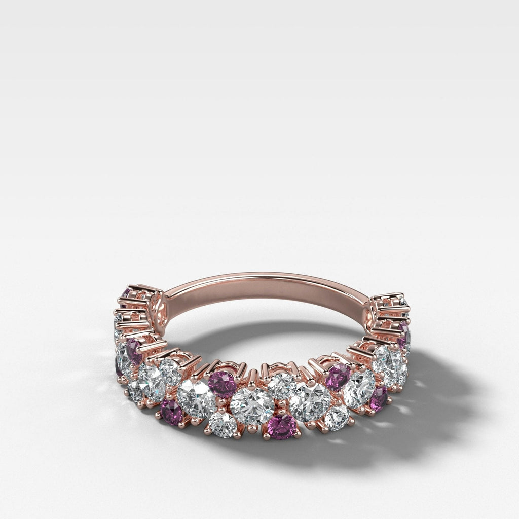 Celestial Round Diamond Wedding Band with Amethyst