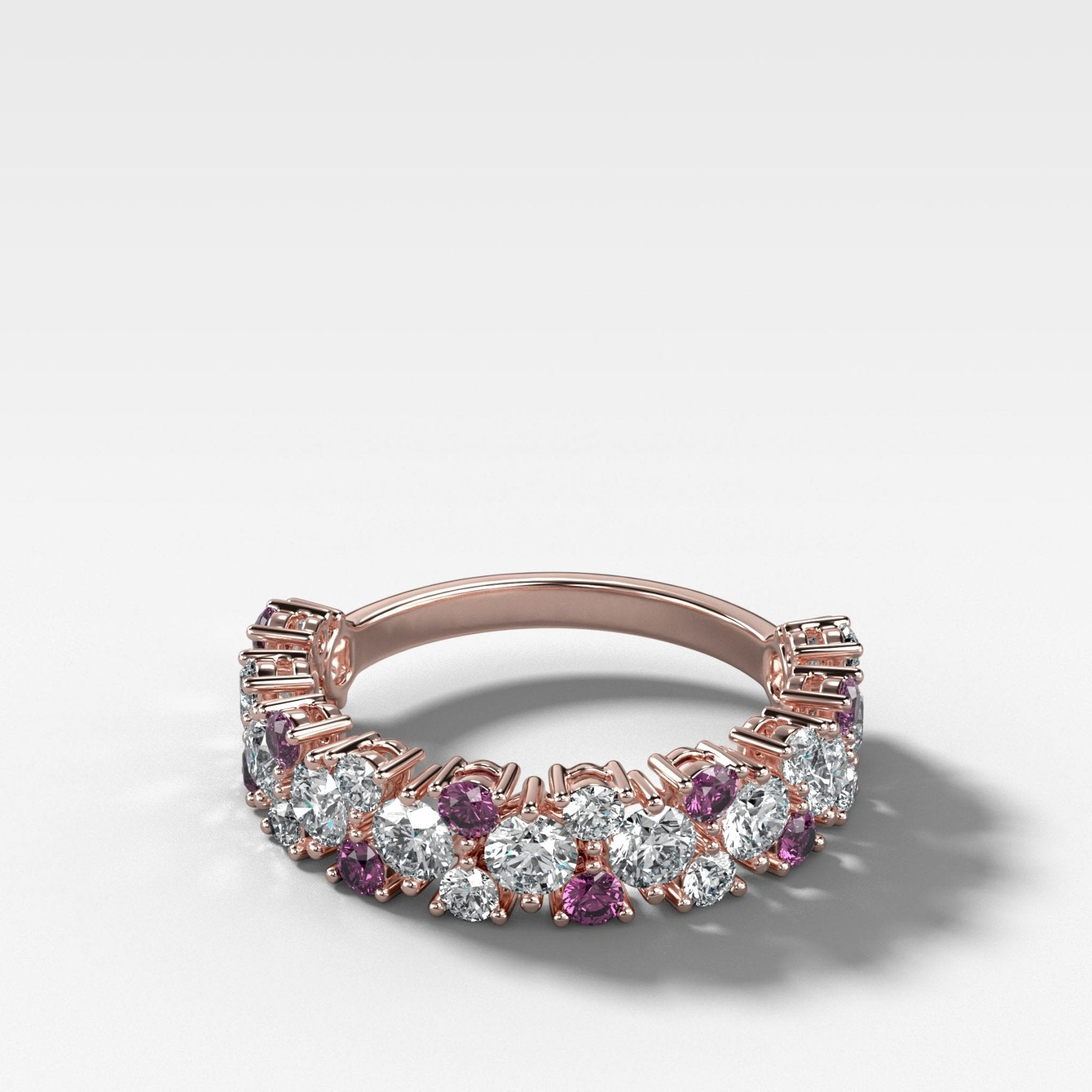 Celestial Round Diamond Wedding Band with Amethyst