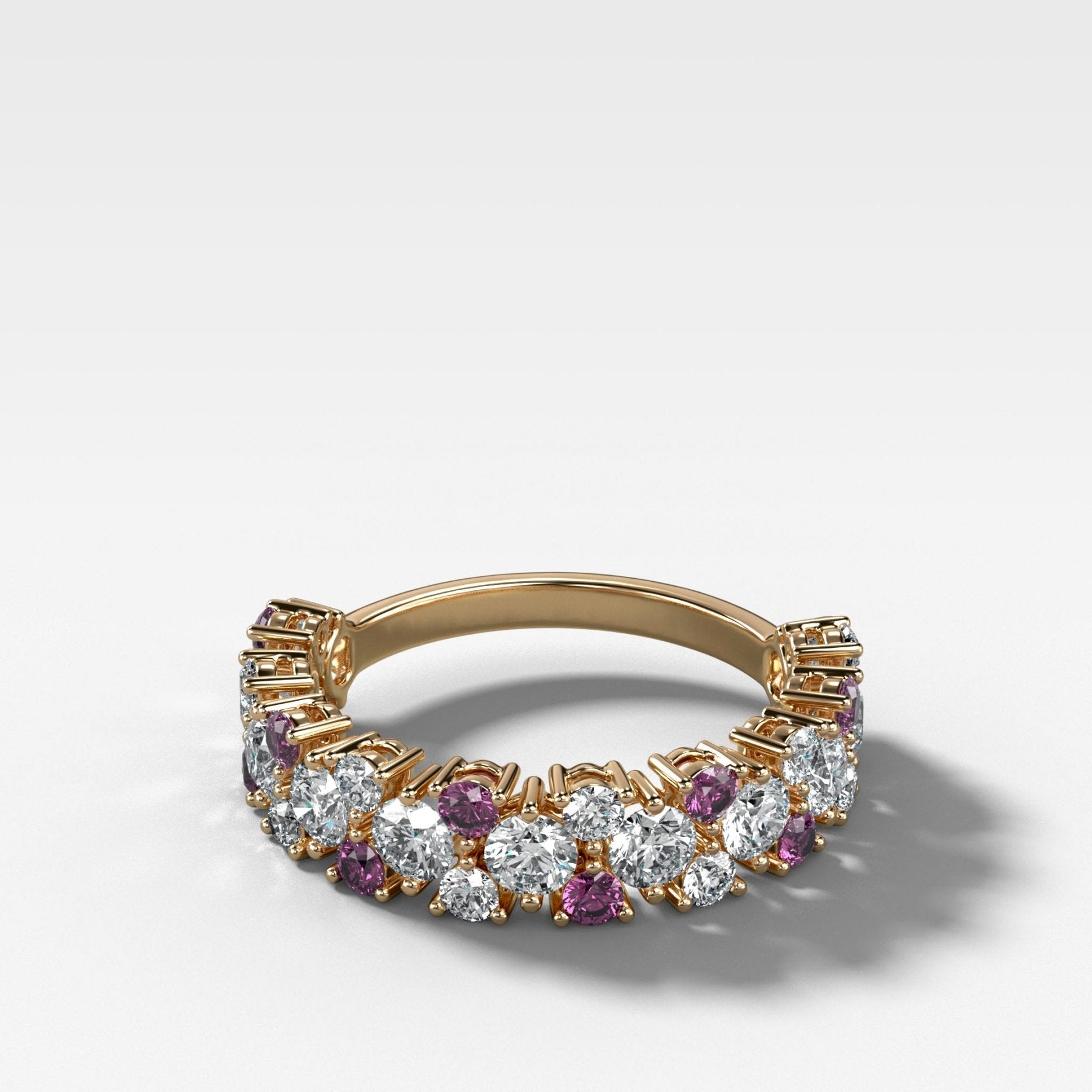 Celestial Round Diamond Wedding Band with Amethyst