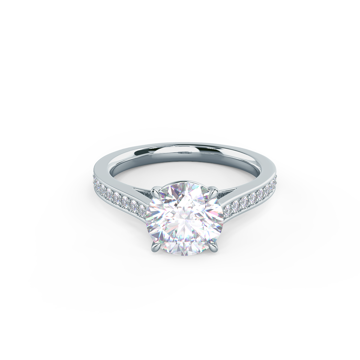 2.50 CT Round Moissanite Pave Setting Engagement Ring