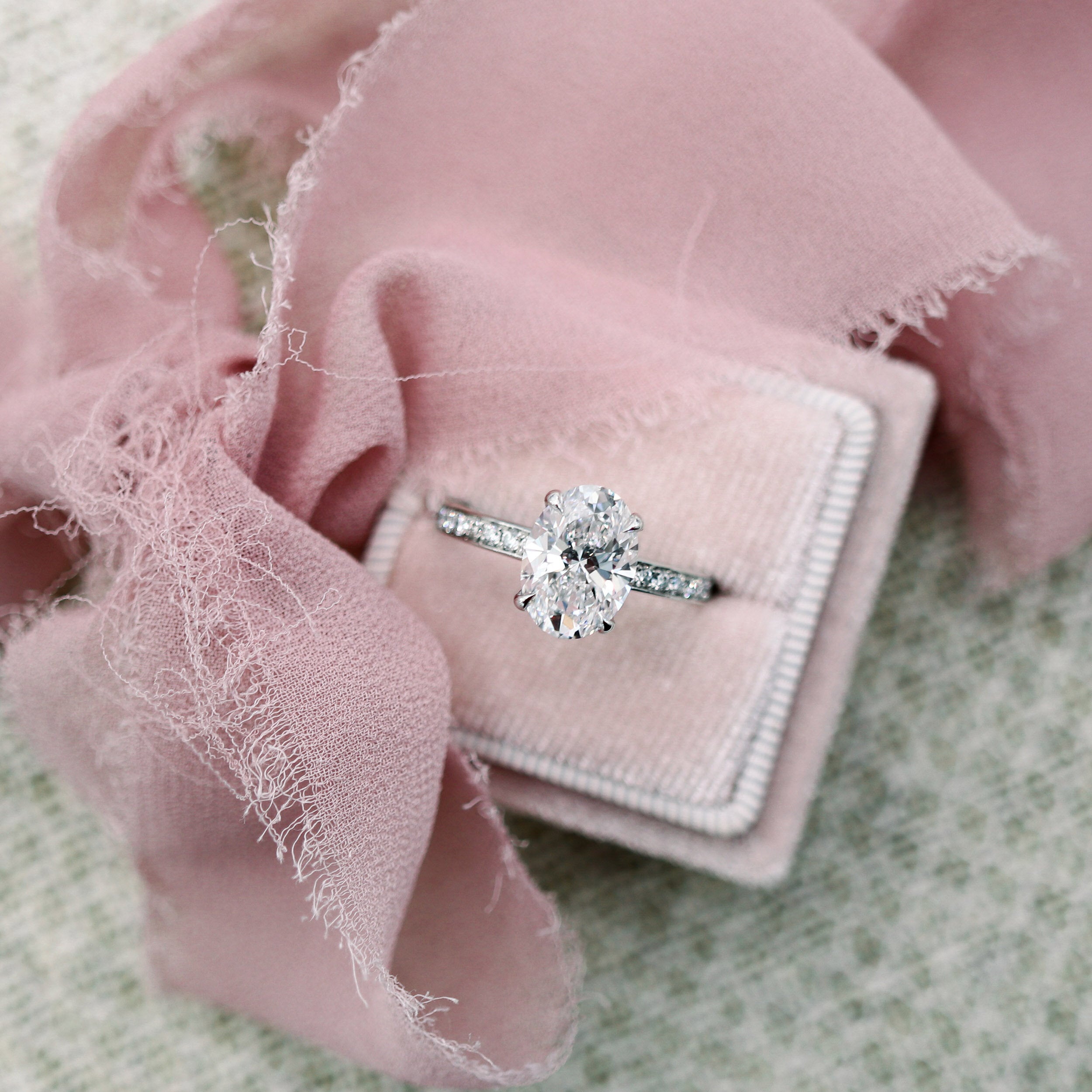 2.50 CT Oval Moissanite Pave Setting Engagement Ring