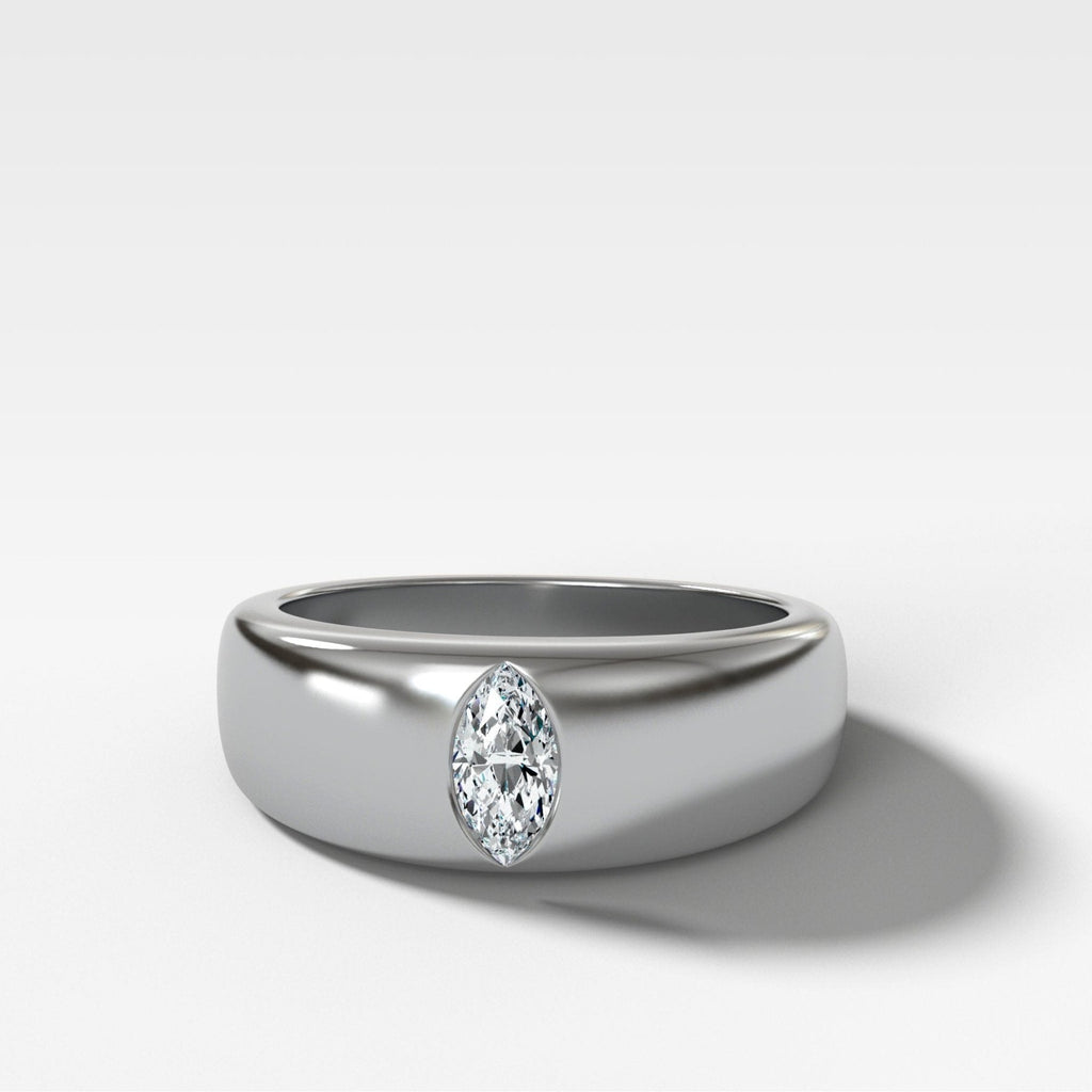 Chunky Burnished Ring with a Marquise Cut