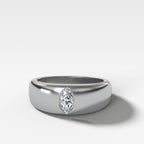 Chunky Burnished Ring with a Marquise Cut