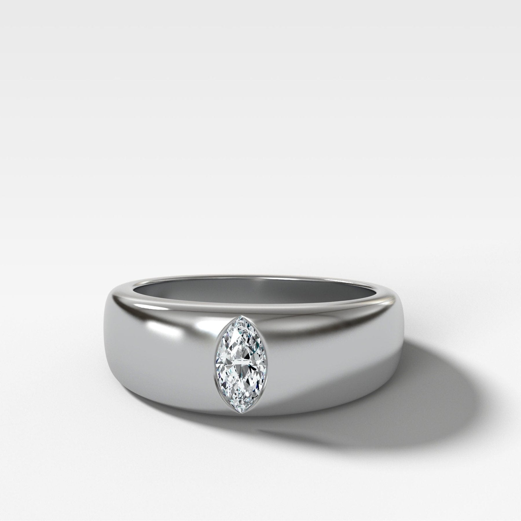 Chunky Burnished Ring with a Marquise Cut