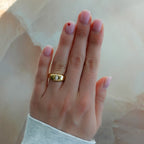 Chunky Burnished Ring with a Marquise Cut