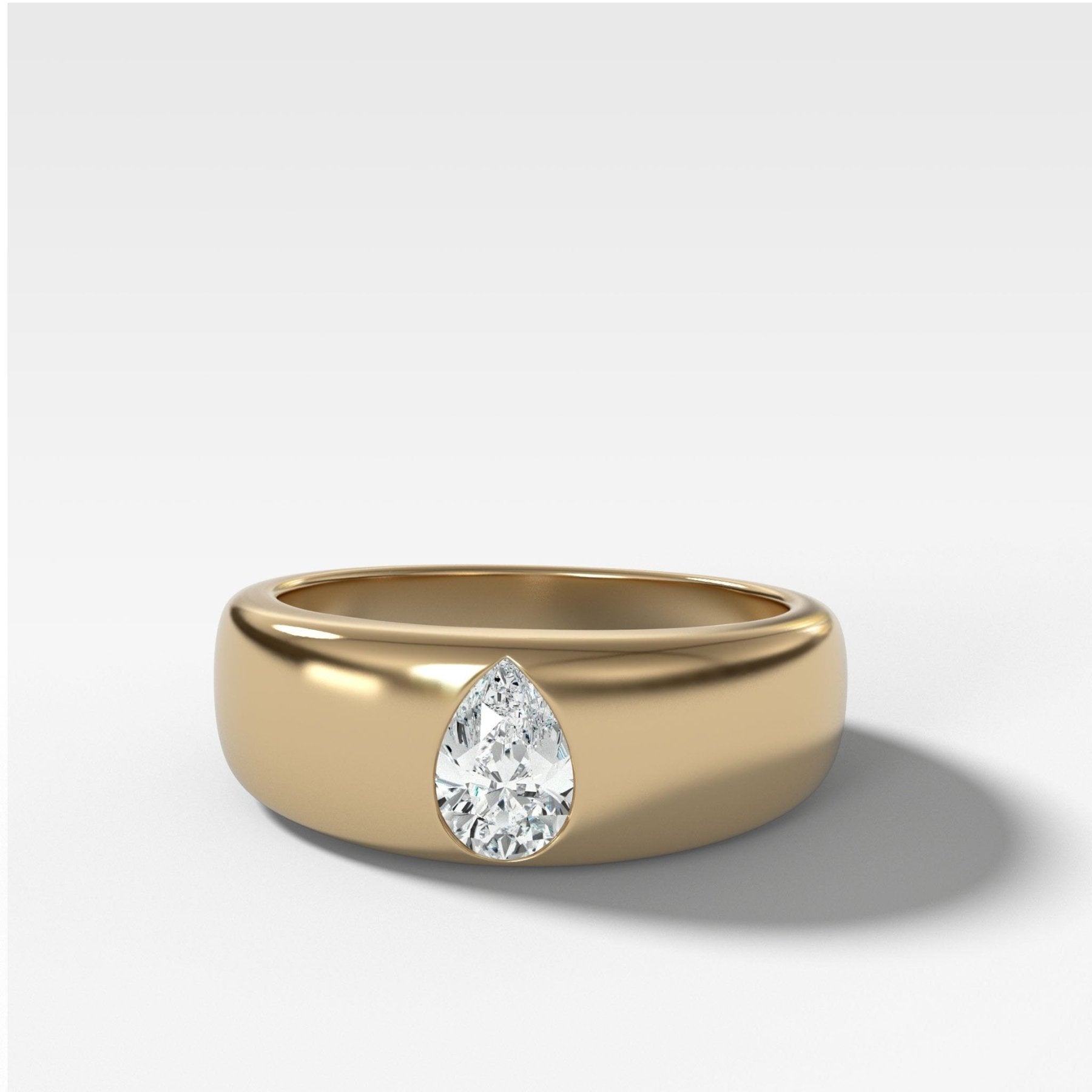 Chunky Burnished Ring with a Pear Cut Main image