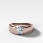 Chunky Burnished Ring with an Oval Cut