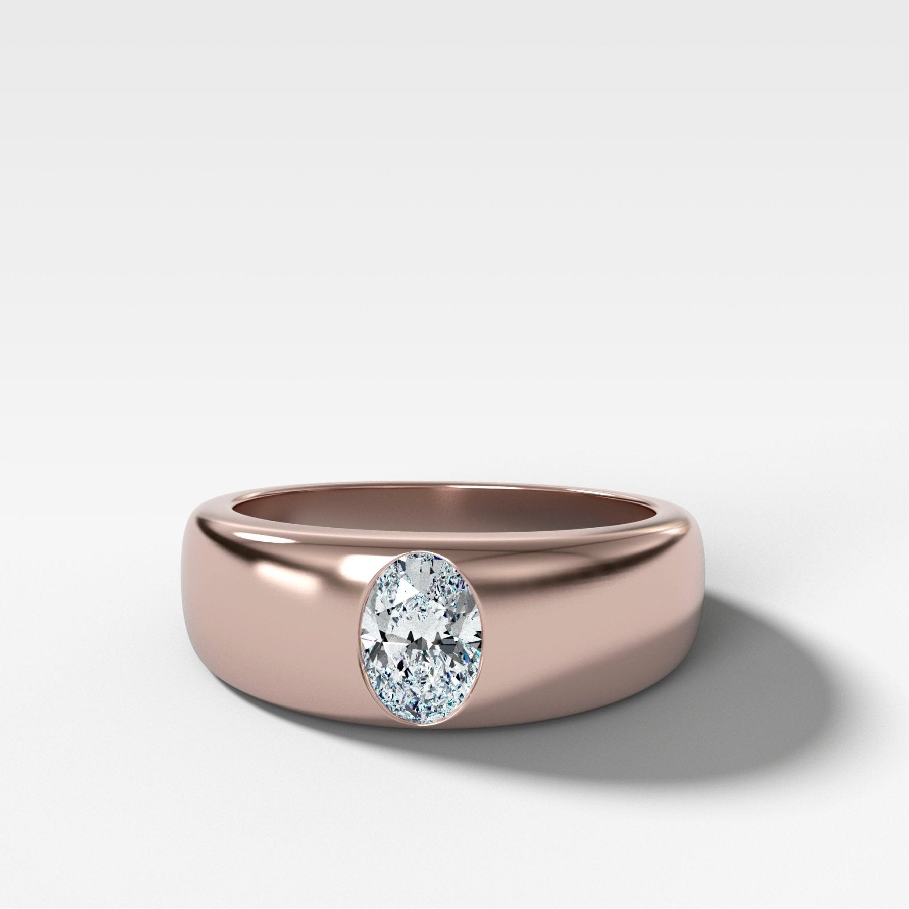 Chunky Burnished Ring with an Oval Cut