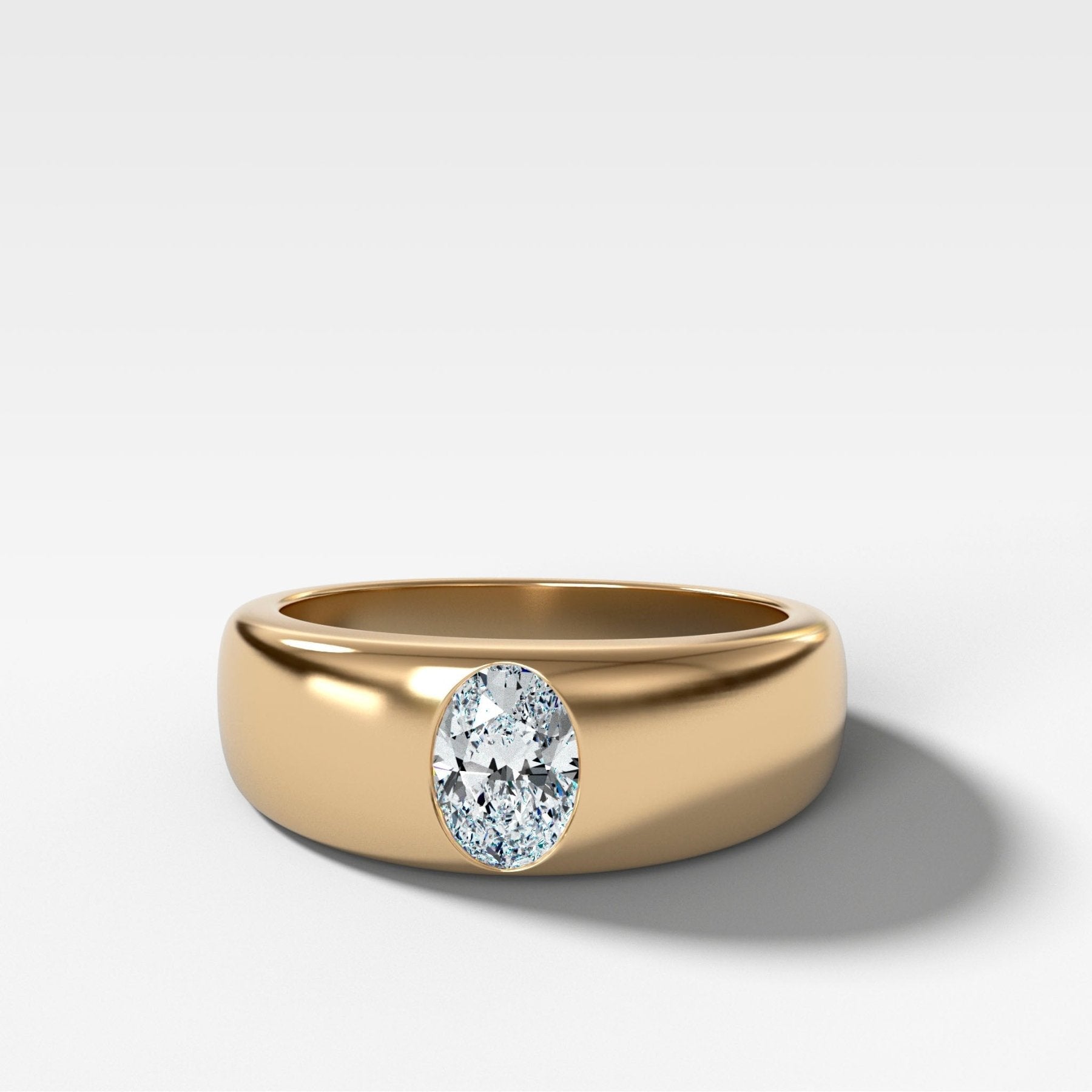 Chunky Burnished Ring with an Oval Cut Main image