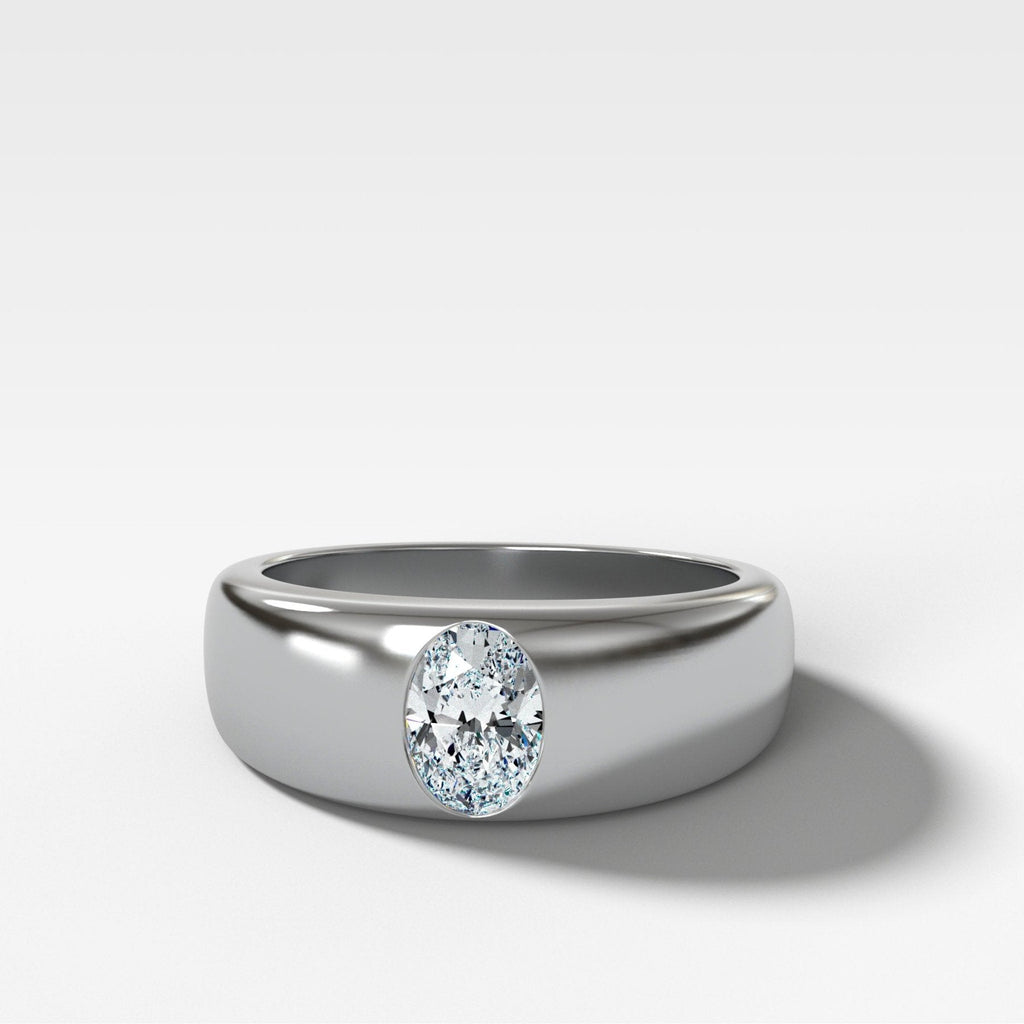 Chunky Burnished Ring with an Oval Cut