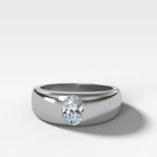 Chunky Burnished Ring with an Oval Cut