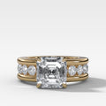 Chunky Channel Set Engagement Ring with Asscher Cut Diamond