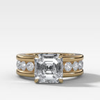 Chunky Channel Set Engagement Ring with Asscher Cut Diamond