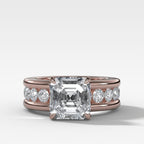 Chunky Channel Set Engagement Ring with Asscher Cut Diamond