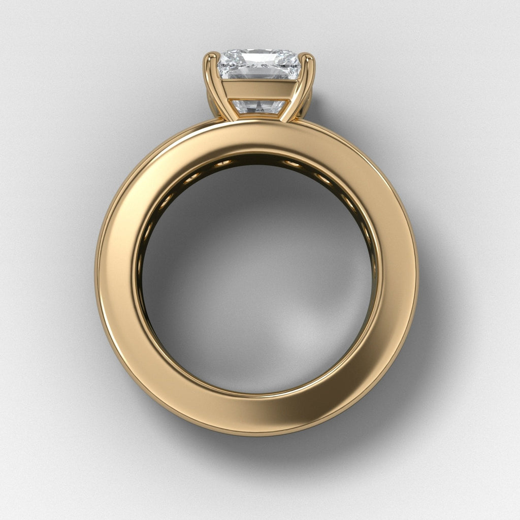 Chunky Channel Set Engagement Ring with Elongated Radiant Cut Diamond