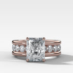 Chunky Channel Set Engagement Ring with Elongated Radiant Cut Diamond