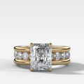Chunky Channel Set Engagement Ring with Elongated Radiant Cut Diamond