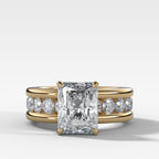 Chunky Channel Set Engagement Ring with Elongated Radiant Cut Diamond