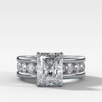 Chunky Channel Set Engagement Ring with Elongated Radiant Cut Diamond