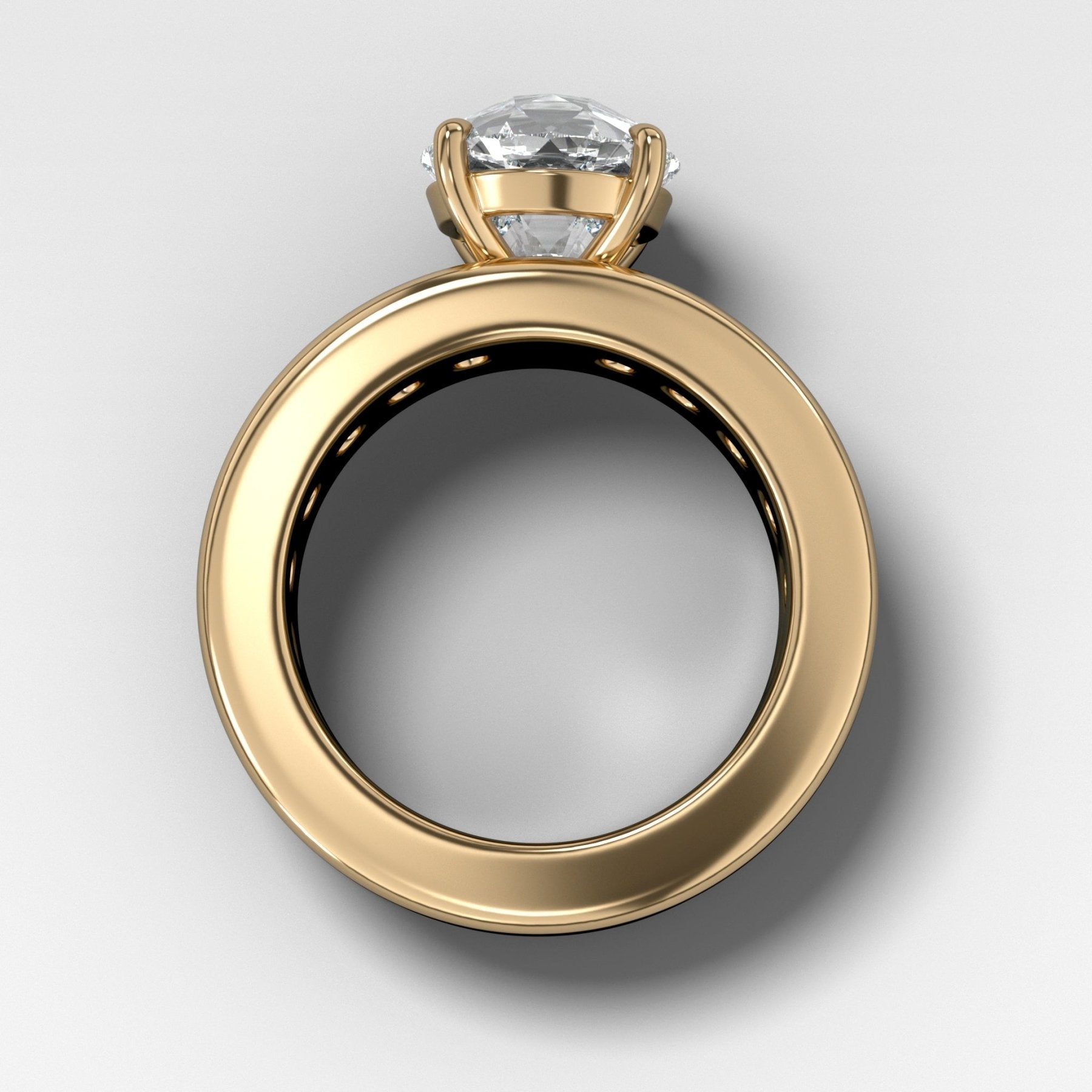 Chunky Channel Set Engagement Ring with Old Euro Cut Diamond